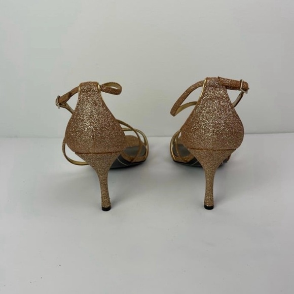 Women’s Gold Strappy Adrienne Maloof Stiletto Heels Sandals - Picture 8 of 11
